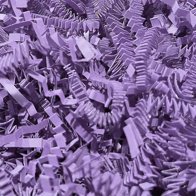 2 LB Light Purple Crinkle Cut Paper Shred Filler Great for Gift Wrapping, Light Purple Basket Fillers, Birthday, Gift Wrapping, Halloween Thanksgiving Christmas Party Decor Filling Supplies