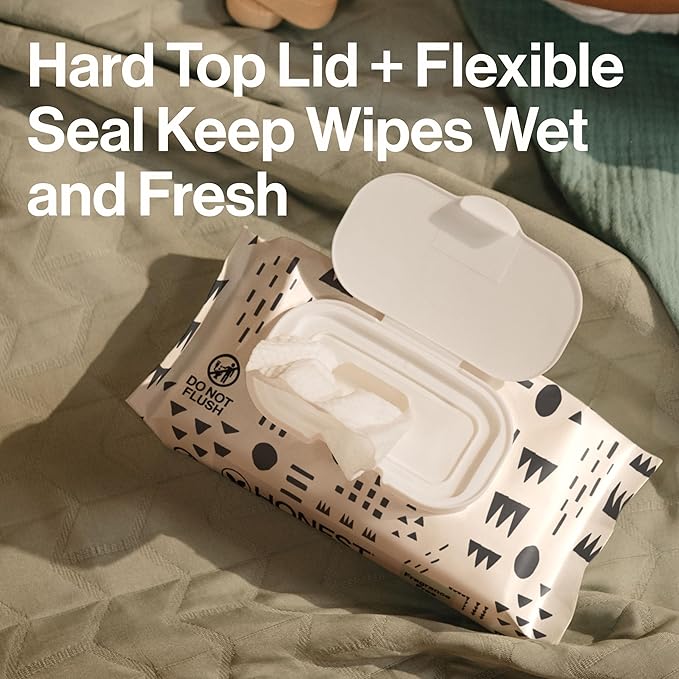 The Honest Company Clean Conscious Multi-Use Wipes Unscented Hypoallergenic Baby for Sensitive Skin 99% Water Plant-Based Compostable Pattern Play 720 Count