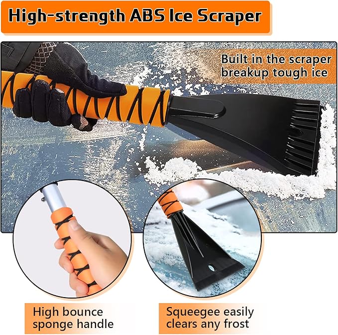 27" Car Snow Brush and Ice Scrapers for Car Windshield, 2-in-1 Detachable Ice Scraper and Brush for Car with Ergonomic Foam Handle, Suitable for Cars, Trucks, SUVs