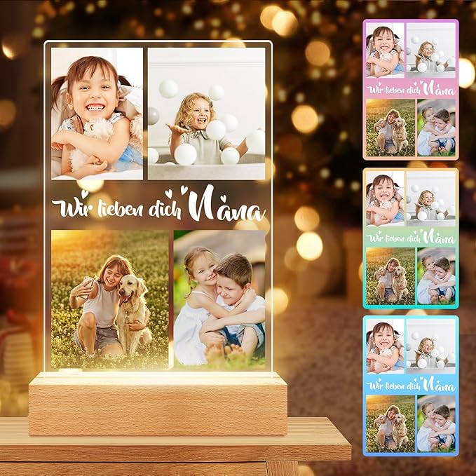Custom Picture Frame with Photo, Personalized Photo Frame with Night Light, Customized Photo Frames, Personalized Birthday Gifts for Girls, Boys, Kids
