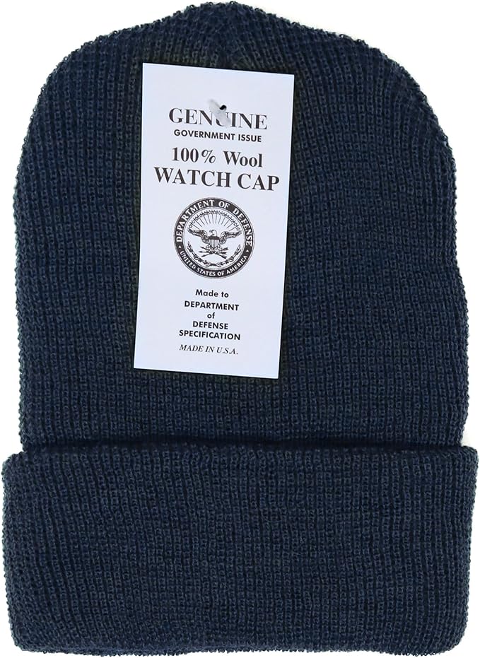 100% Wool Watch Cap – GI Warm Winter Beanie Cap for Cold Weather – Made in the USA Military Specifications.