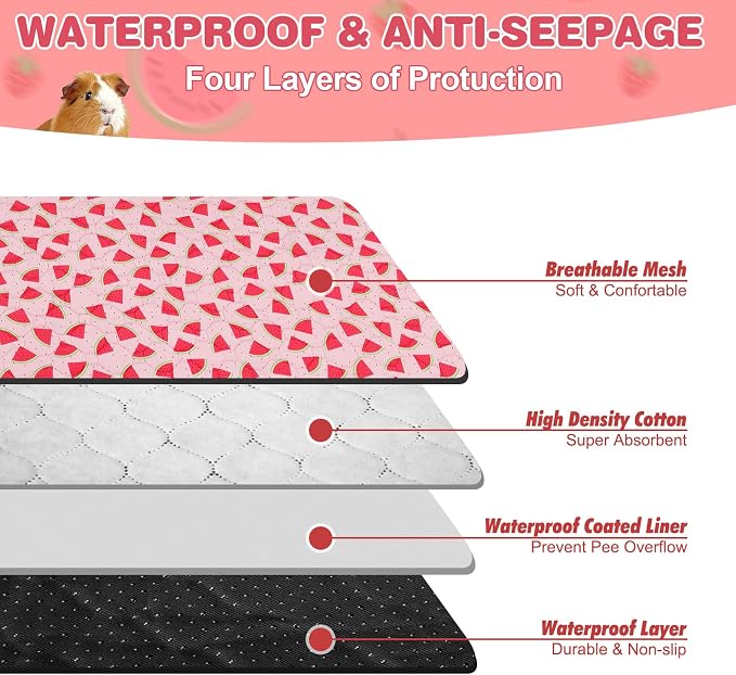 2 PCS Guinea Pig Cage Liner, Reusable Waterproof Guinea Pig Liner, Washable Small Animals Bedding, Super Absorbent Pet Pee Pads Guinea Pig Mats, Rabbit Mats for Cages (28 * 42 inch)