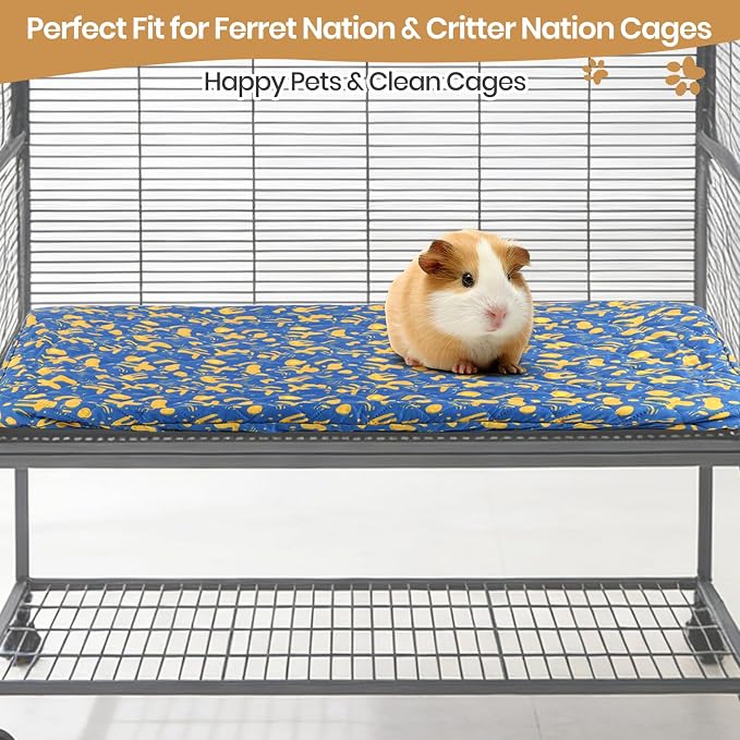 Fitted Liners for Ferret Nation, Critter Nation Cage - Washable Liner for Ferrets, Chinchillas, Rats, Guinea Pig, Hedgehogs & Other Small Animals - Waterproof Cage Accessory (Bottom Pan Liner)