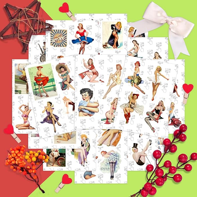 Pin Up Girl Stickers for Water Bottle and Laptop - Pin Up Girl Party Supplies & Decorations, Waterproof Vinyl Decals, Retro and Vintage Stickers, Gifts for Women & Men