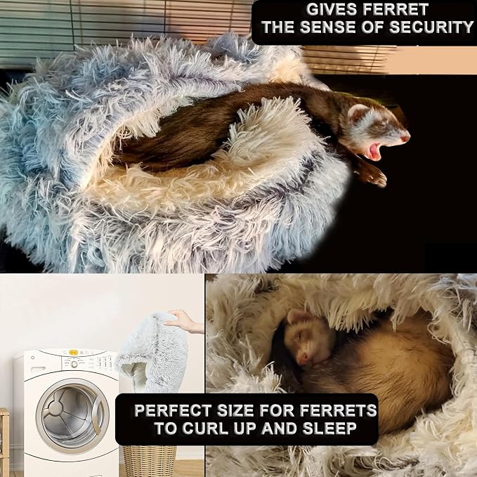 Ferret Bed Cave Bed and Hideout，Ferret Hideaway Bed Accessories for Cage(Brown)