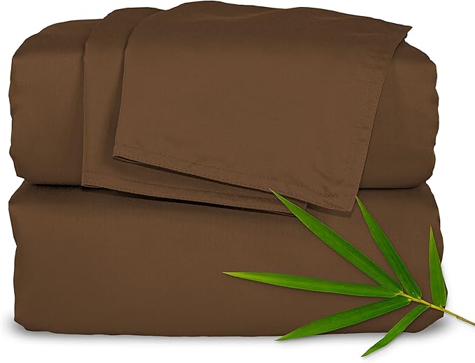 Twin Sheets by Pure Bamboo, Genuine 100% Organic Viscose Derived from Bamboo Bed Sheet Set, Luxuriously Soft & Cooling, Double Stitching, Lifetime Quality Promise (Twin, Coconut Husk)