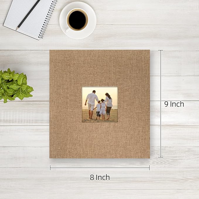 potricher Small Photo Album 4x6 200 Photos Linen Cover Picture Photo Book for Family Wedding Anniversary Baby Vacation (Khaki,200 Pockets)
