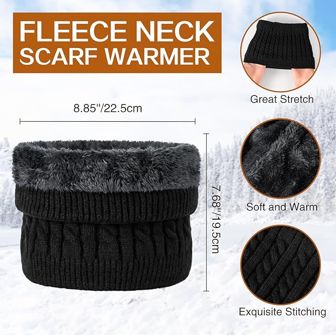 Winter Beanie Hat Scarf Gloves Set for Men Women, Slouchy Mens Winter Clothes Hats Neck Warmer Touchscreen Gloves