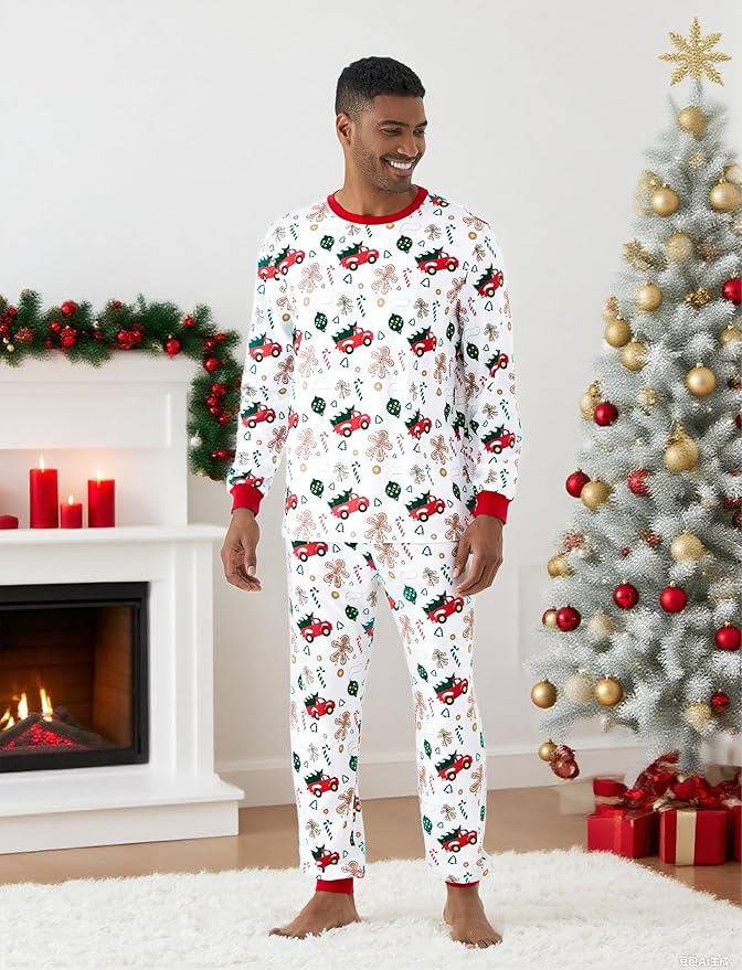 PATPAT Christmas Family Matching Pajama Sets Includes Christmas Socks - Perfect for Family Photos & Holiday Celebrations