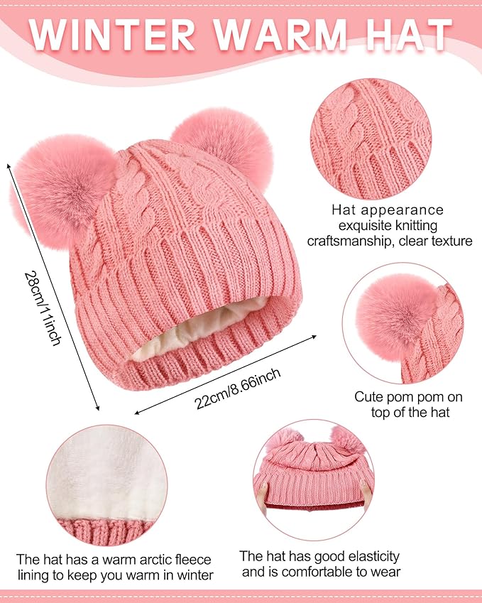 Geyoga 6 Pcs Winter Warm Fleece Knit Hat Long Scarf Touchscreen Gloves Ear Muffs Socks Sets, Winter Warm Gifts for Women