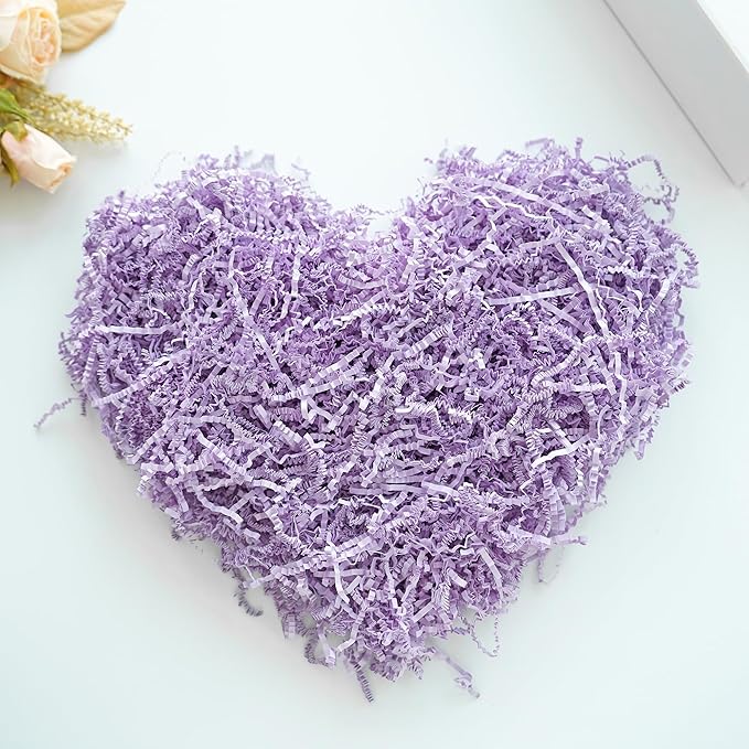 Bobobag - 1LB Crinkle Cut Paper Shred Filler Recyclable Gift Wrap Confetti Raffia Grass Shred Paper for Easter Baskets Filler Creative Eggs Decor(Lavender Purple)