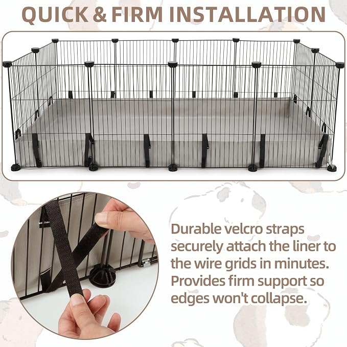 Guinea Pig Cage Liner, 36"x24" Waterproof Bottom Tarp | Fits Midwest & DIY Enclosures, Washable 600D Oxford Fabric, 4" Raised Sides, Base for Rabbits, Small Animals