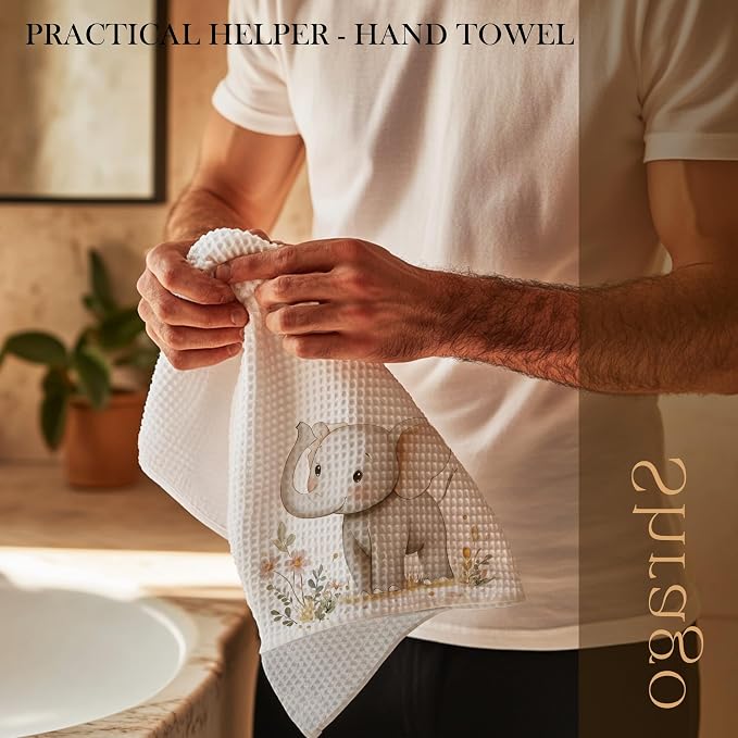 Elephant Nursery Decor Kitchen Towels, Elephant Gifts Dish Tea Towels for Kitchen, Animal Lover Gifts Decorative Hand Towel for Kids Bathroom Decor, 16x24 Inch