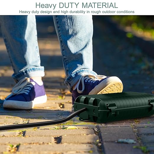 Outdoor Waterproof Electrical Box, Large Extension Cord Cover (9.05x6.61x2.67inch) Plug Protector Cable Connection Safety Box IP54 Water-resistant for Power Strip, Holiday Light and Decorations, Green