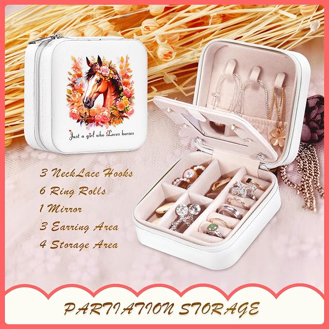 Horse Jewelry Box, Gifts For Women Teens Girls, Western Horse Lovers Stuff Items Accessories Things Merchandise Decor Merch, Travel Ring Earrings Necklace Organizer Holder!