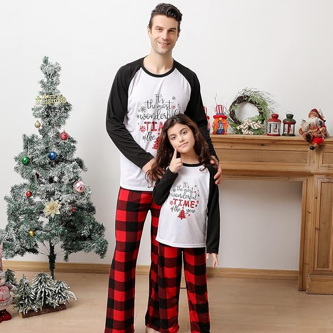 ANGELGGH Matching Christmas Pajamas for Family, Cute Vacation PJs Sets for Couples/Women/Men, Xmas 2 Piece Jammies Sleepwear
