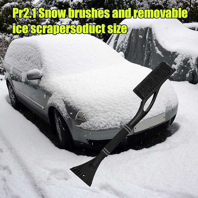 24 Inch Car Snow Scraper and Brush, Detachable Scratch Free Ice Scraper with Ergonomic Foam Grip, Universal Winter Snow Removal Tool for Car Windshield Window (Black)