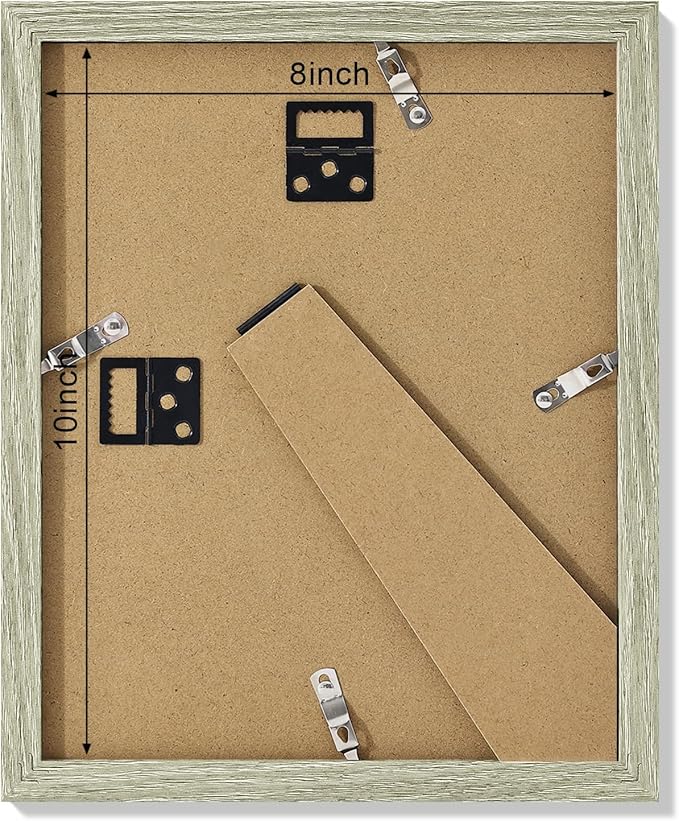 Vittanly 8x10 Collage Picture Frame, Displays 2Pcs 4x6 Pictures with Mat or 1Pcs 8x10 without Mat, Photo Frame for Wall Mounting or Table Top with Stand, Driftwood, 1 Pack