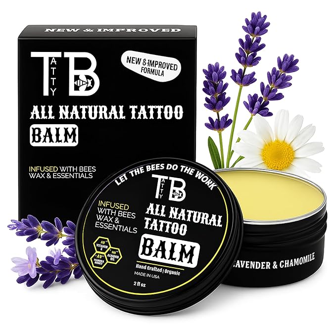 Tattoo Aftercare Balm – Fast Healing Tattoo Cream for New & Old Tattoos | Soothes, Hydrates & Brightens Ink | Natural Beeswax & Manuka Honey | 2 fl oz (2 Ounce, Lavender & Chamomile)
