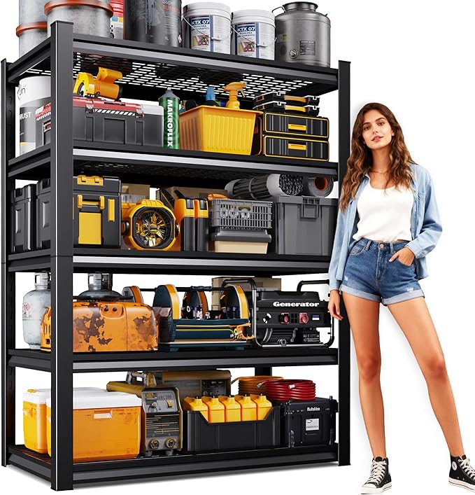 71.2" H-35.4" W Garage Shelving Heavy Duty Storage Shelves, Adjustable Metal Shelving Unit, Utility Garage Organizer Shelf for Basement, Pantry, Warehouse, Supermarket, 35.4" Wx15.7 Dx71.2 H