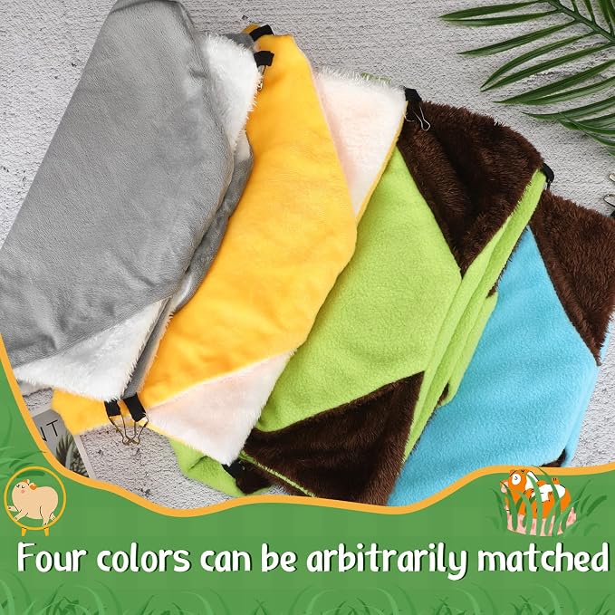 Nuogo 4 Pcs Guinea Pig Rat Hammock for Cage, Dark Color, Classic | Ferret Hanging Hammock, Double Sided, Guinea Pig Accessories for Small Animals, Squirrel, Chinchilla, Parrot, Sugar Glider