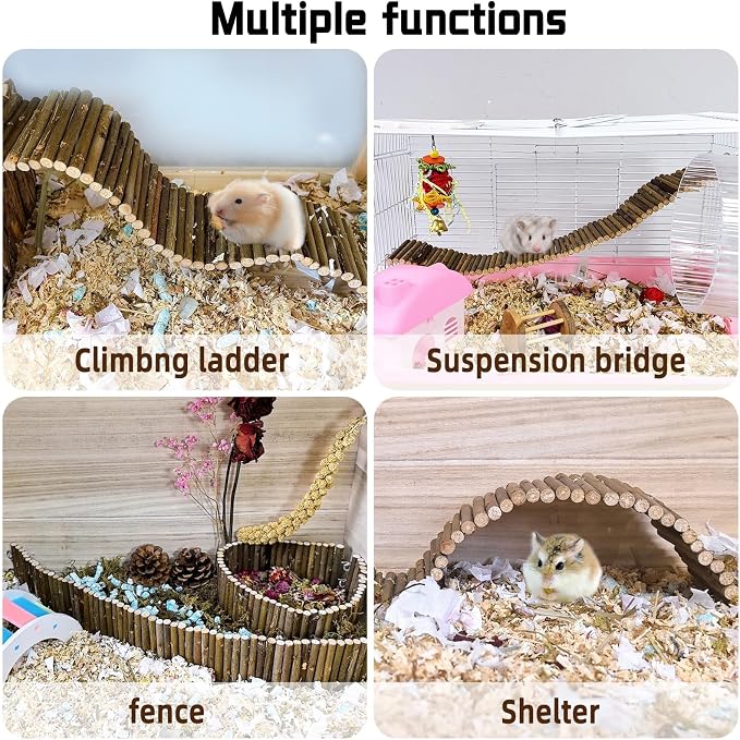 Rat Bendy Long Suspension Bridges 19.7 x 2.7 Inch Hamster Climbing Ladder Flexible Wooden Bridge for Dwarf Hamster Sugar Glider Rodents Mouse