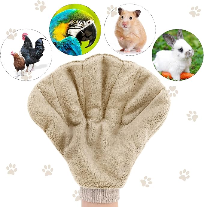 2 Pcs Sugar Glider Bonding Mitt, Calming Sleeping Glove, Bite Proof Animal Handling Gloves, Hedgehog Accessories Calming Glove for Train Your Sugar Glider Small Animals Hamster Rats Pet (Beige)
