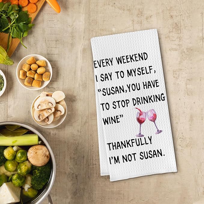 Funny Wine Kitchen & Bath Towels - 16 x 24, Wine Lovers Gifts for Women, Decor