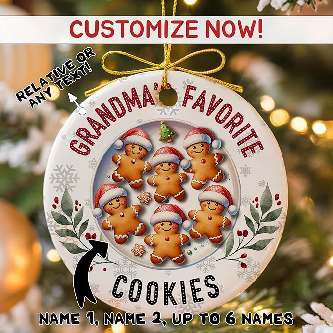 Personalized Christmas Ornaments 2025 for Family of 2, Custom Gingerbread Man Christmas Ornament with Names, New for Parents & Kids, Xmas Tree Decor