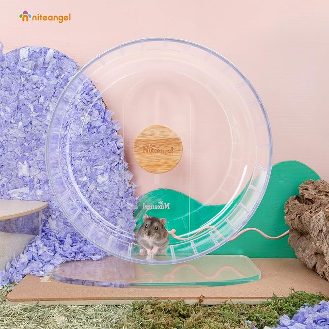 Niteangel Super-Silent Hamster Exercise Wheels: Quiet 11 inch Running Wheel | Can 11.6-15.4" Adjustable Height - No Bend Back Spinner Running for Dwarf Syrian Hamster Gerbils Mice Or Other Small Animal