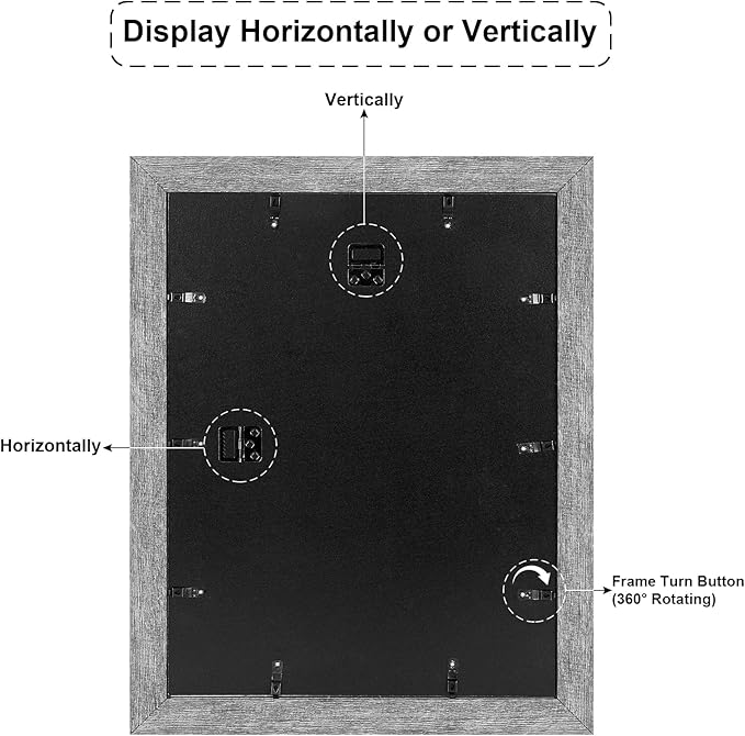 13x17 Picture Frame Display 8 opening 4X6 Picture Frame Collage,Multi Photo Frame with Mat,Plexiglass,Wall or Tabletop Decor,Grey Wood Grain