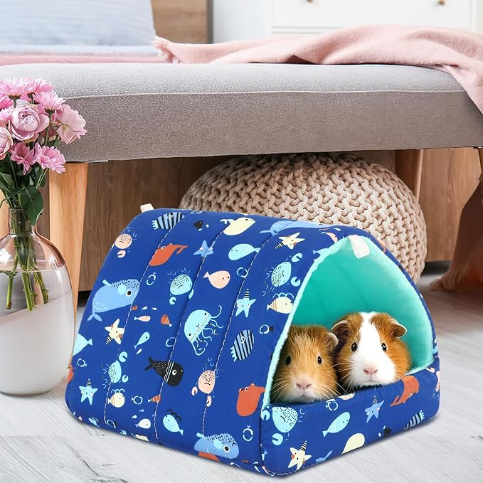 UPINS 2Pcs Guinea Pig Hideout,Guinea Pig Bed Houses | Washable Small Animal House Cage Accessories,for Dwarf Rabbits Chinchillas Hamsters Hedgehogs