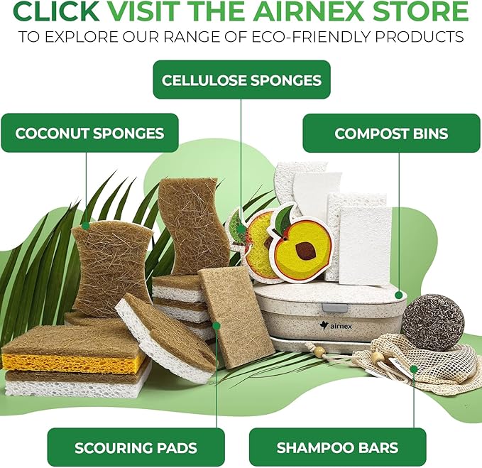 Biodegradable Natural Dish Sponges - Coconut and Cellulose - Eco Friendly Non-Scratch Heavy Duty Dish Scrubber - Pack of 12