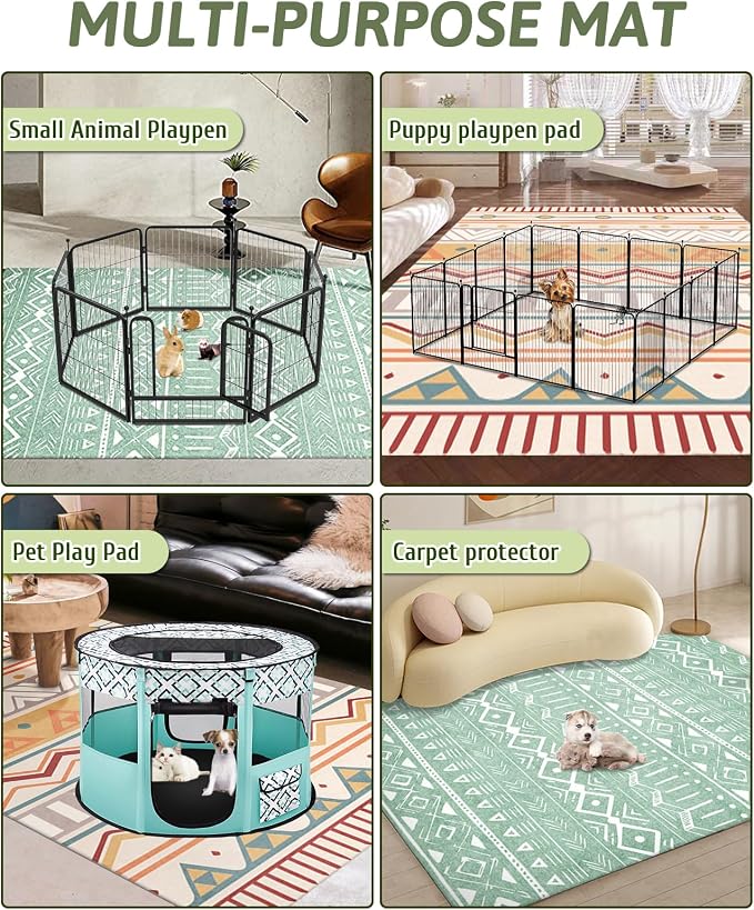 BNOSDM Extra Large Cage Liners for Rabbits 91" X 63" Washable Rabbit Pad Large Bunny Mat Anti Slip Rug for Bunnies Pet Carpet for Chinchillas Cats Guinea Pigs Ferrets Dogs