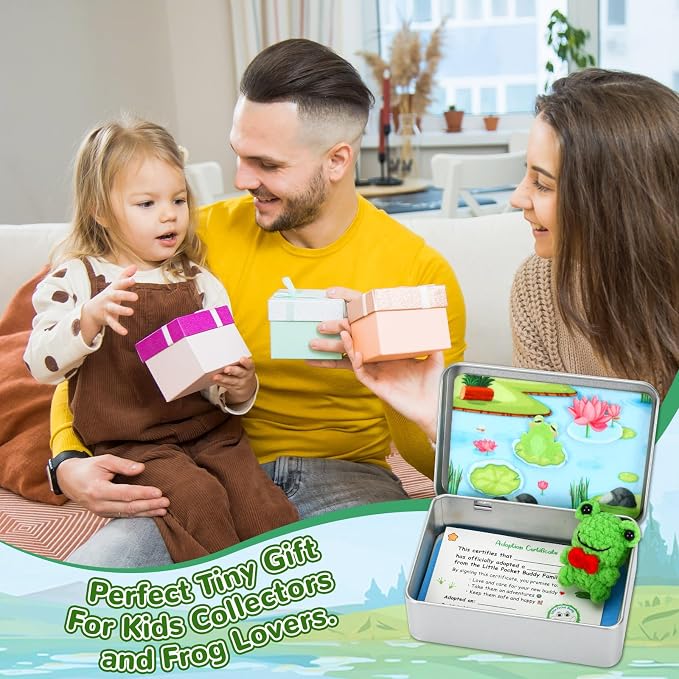 Little Pocket Frog Mini Frog Travel Buddy Cute Frog Collectible | Cute mini frog in a pocket tin, a collectible desk gift for coworkers, friends and frog lovers