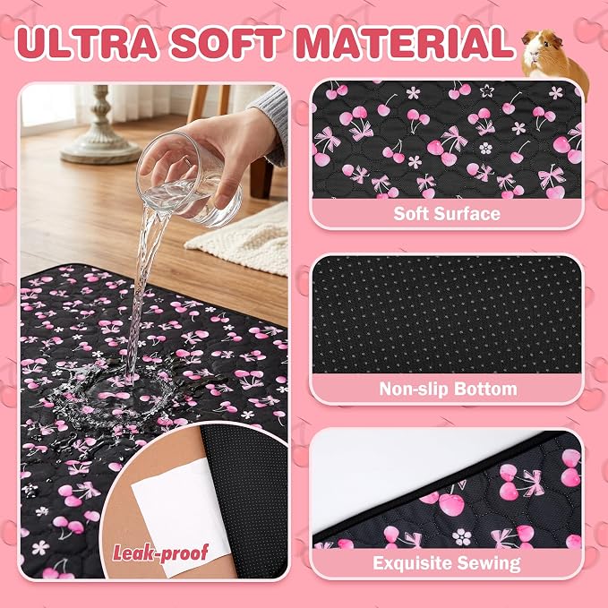 2 Pack Waterproof Guinea Pig Cage Liner, 36" x 72" Washable Reusable Guinea Pig Liner, Super Absorbent Leak-Proof Pet Pee Pad Mats for Guinea Pigs Rabbit Chinchilla Bunny Hamster
