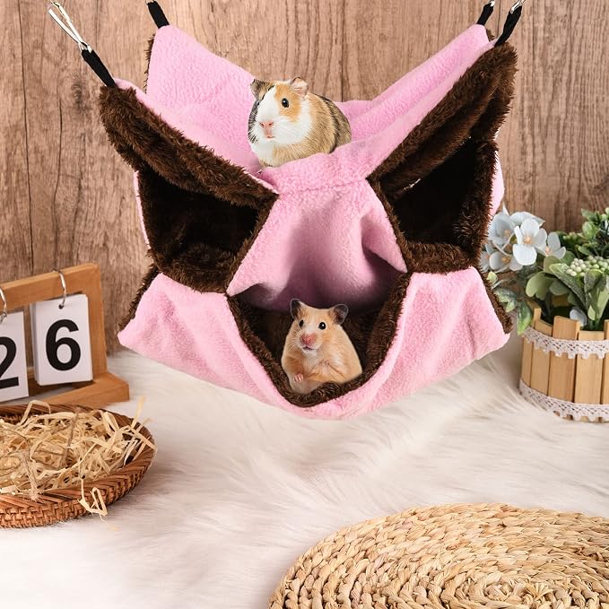 3 Tier Ferret Rat Hammock,Guinea Pig Cage Accessories,11.8x11.8 Inches,Pet Cage Hanging Bunkbed Hammock for Small Animals,Guinea Pig,Ferret,Kitten,Squirrel,Chinchilla,Rat,Parrot | Rat Hammock for Cage, Pet Cage Hanging Hammock, Small Animals, Guinea Pi...