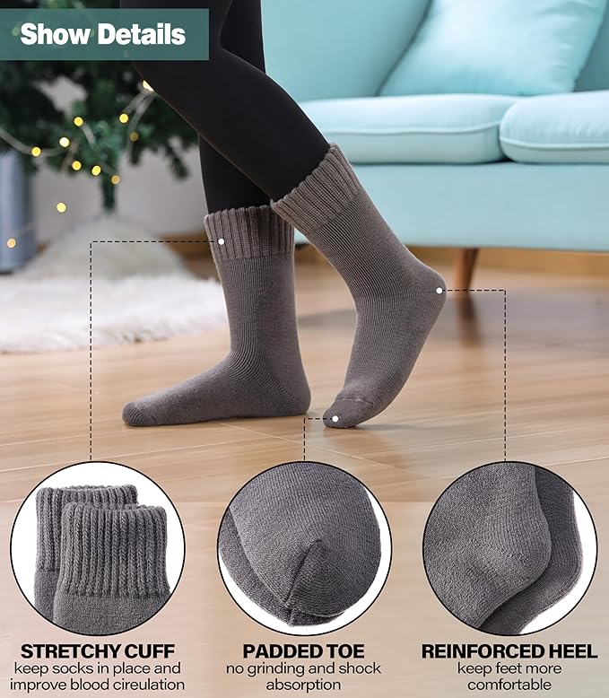 LANLEO Women Men Thermal Socks Warm Winter Extra Thick Insulated Heated Ski Crew Boot Socks for Cold Weather