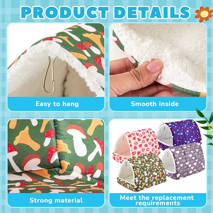 Cinnvoice Guinea Pig Hideout Bed Washable House Cage, Classic, 7.9 in | Soft Tunnel for Hamster Rabbit Bunny Chinchillas Hedgehog Mice Rat, Cozy Hideaway Habitat Accessories, Removable Cushion Pad