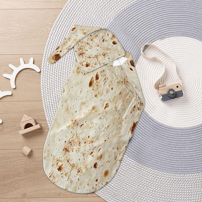 Newborn Swaddle Blankets and Hat Set Soft Cotton Baby Swaddle Wrap Warm Infant Receiving Blanket Burritos Tortilla-3