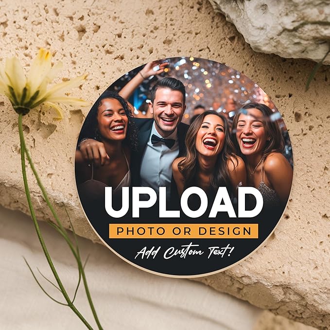 100 Pack, Personalized Drink Coasters, Custom Cardboard Coasters with Photo and Text, Design Your Own Coaster for Events, Parties, Bars, and Unique Gifts, 3.95" Round