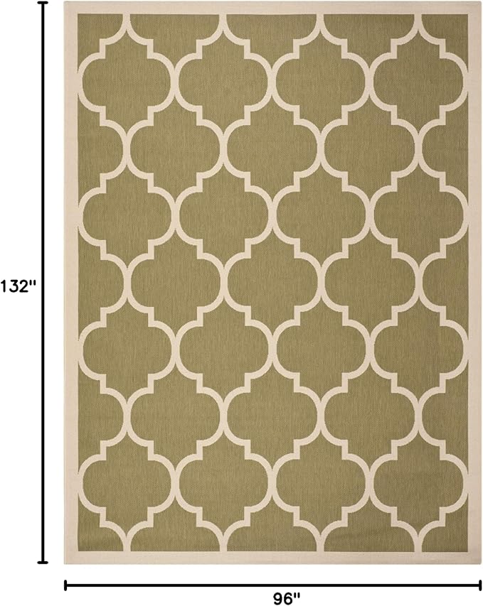 SAFAVIEH Courtyard Collection 8' x 11' Green/Beige CY6914 Trellis Indoor/ Outdoor Waterproof Easy-Cleaning Patio Backyard Mudroom Area-Rug
