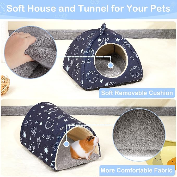 Bienbee Guinea Pig Hideout, 2 Piece Washable Set for Small Animals Small | Guinea Pig Bed With Soft Plush, Resilient Padding, and Easy Machine Washing for Resting Hiding and Tunnel Playing