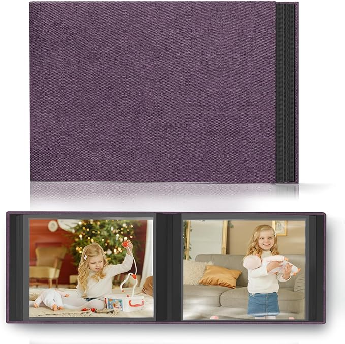 Popotop Photo Album 4x6 48 Pockets for Wedding Gifts,Linen Hardcover Picture Albums for Family Anniversary Baby Vacation Pictures