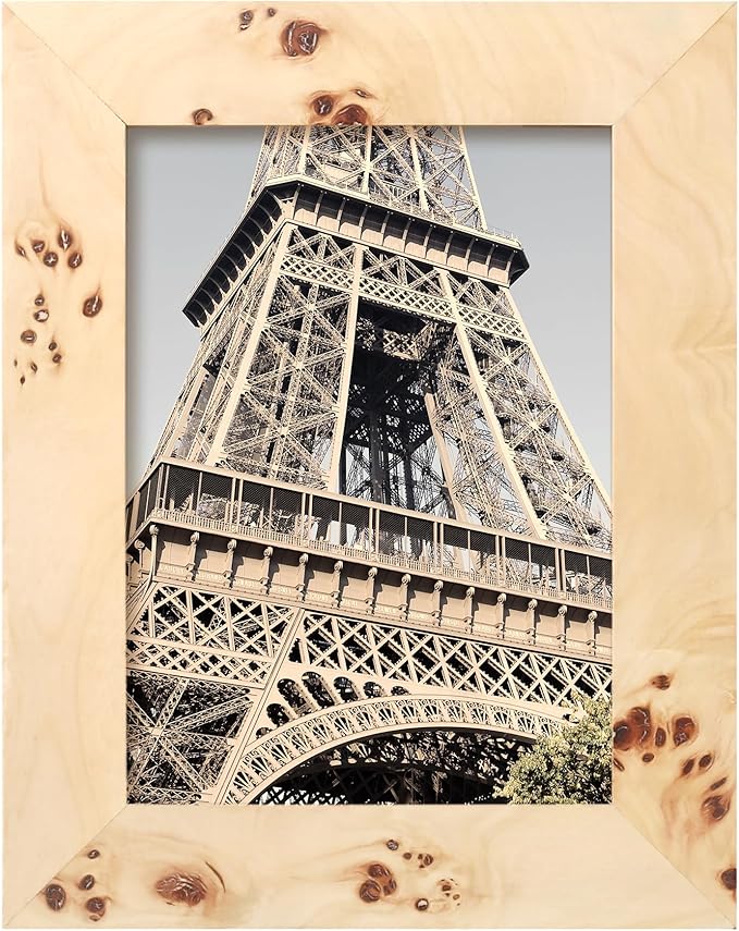 Concepts Set Of 4-5x7 Burl Wood Picture Frames - Natural Wood Finish Picture Frames for Family Photos - Elegant Wallhung Decor in Bulk
