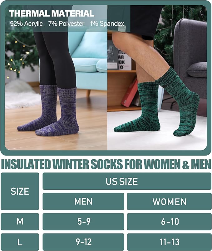 LANLEO Women Men Thermal Socks Warm Winter Extra Thick Insulated Heated Ski Crew Boot Socks for Cold Weather