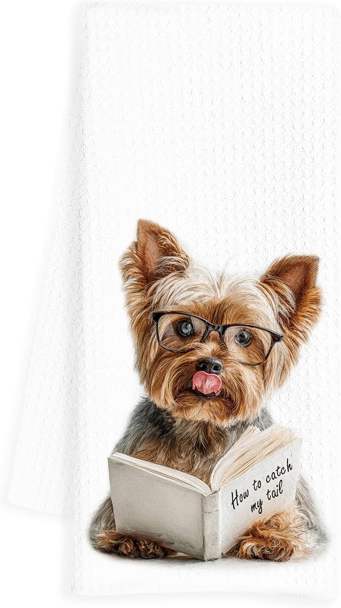 Yorkshire Terrier Gifts Kitchen Towels, Yorkie Gifts for Women, Funny Yorkie Dog Tea Dish Hand Towels, Yorkshire Terrier Kitchen Decor, 16x24 Inch