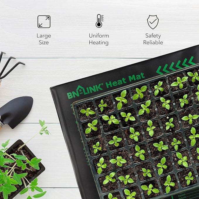 BN-LINK Seedling Heat Mat Warm Hydroponic Heating Pad Waterproof 20" x 20.75" for Seed Starting Greenhouse and Germination, 2 Pack