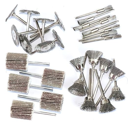 69Pcs Abrasive Wheel Buffing Polishing Wheel Wire Brushes Set for Rotary Tool Accessories,Shank 3mm Mini Brush Polishing Kit,for Power-Operated Grinders
