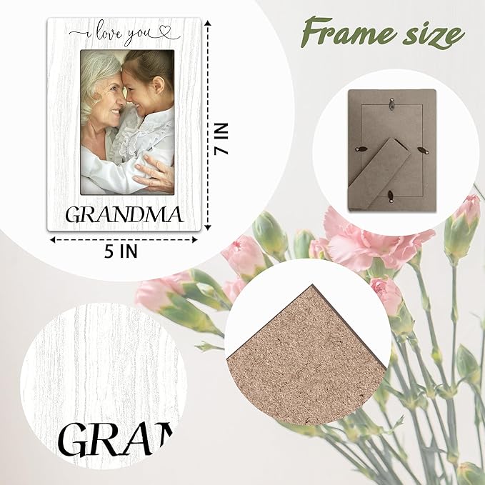Gifts for Grandma,“I Love You” Grandma White Wood Picture Frame, 4x6 Inch, Vertical Photo Frame, Meaningful Gift for Family, Elegant Tabletop and Home Display